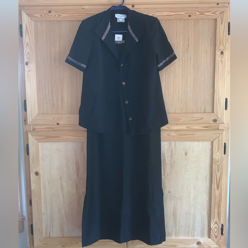 Miss Dorby Black cheetah 2 piece casual dressy dress set size 10